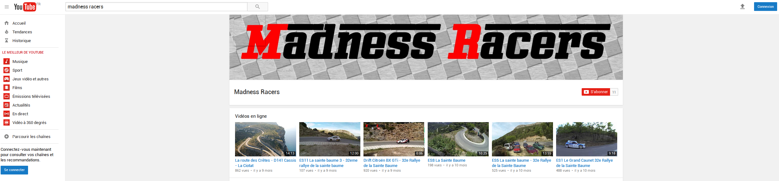 Bannière lien vers la chaine youtube Madness racers blog sport auto mobile phots et videos rallye
